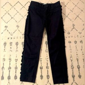 Anthropologie Black Lace Detail Straight Cropped Pants